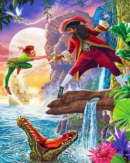 Captain Hook Fighting With Peter Pan Diamond Paintings
