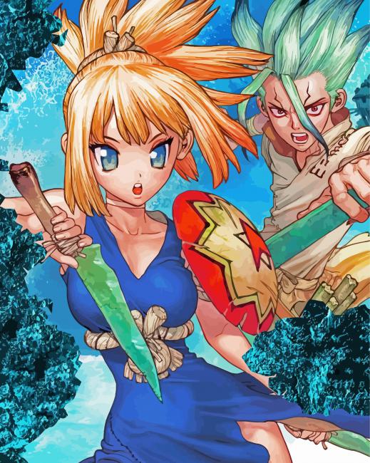 Dr.Stone Anime Diamond Art Painting Kit Cartoon Ishigami Senkuu Wall Art  Cross Stitch Embroidery Picture