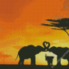 Elephant Love Silhouette Diamond Paintings