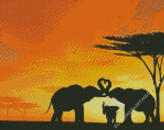 Elephant Love Silhouette Diamond Paintings