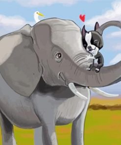 Elephant And Dog Art Diamond Paintings