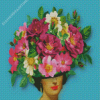 Floral Woman Head Diamond Paintings