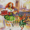 Girl Irish Dancer And Leprechaun Diamond Paintings