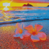 Flowers On Beach At Sunset Diamond Paintings