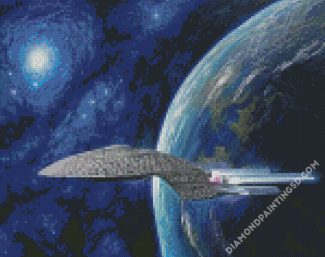Starship Entreprise In The Starry Space Diamond Paintings
