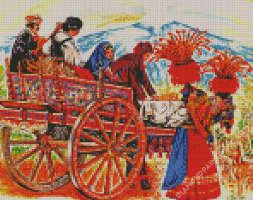 Women In Sicilian Cart Diamond Paintings