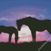 Horse And Foal Silhouette Diamond Paintings