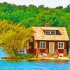 House By a Lake Landscape Diamond Paintings