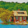 House By a Lake Landscape Diamond Paintings