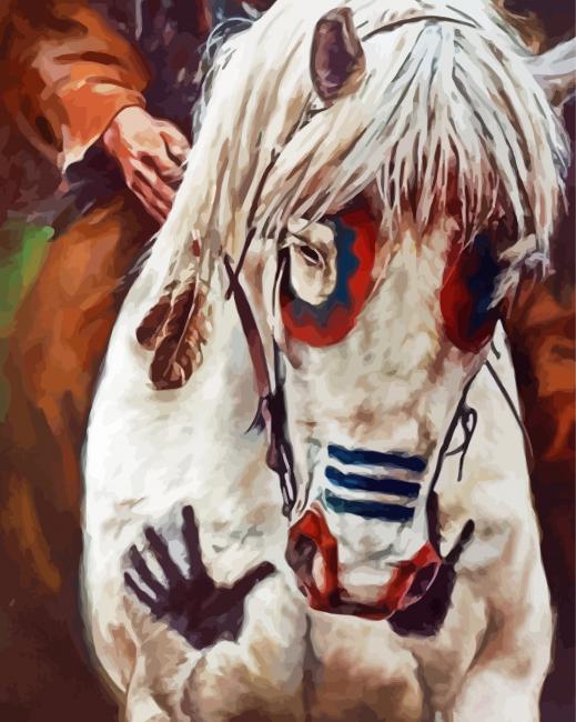 Spirit Horse Art, Native American Diamond Painting, Full Round