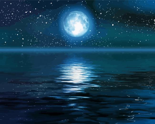 Picture of Moon Ocean Landscape 5D Diamond Painting Abstract sea