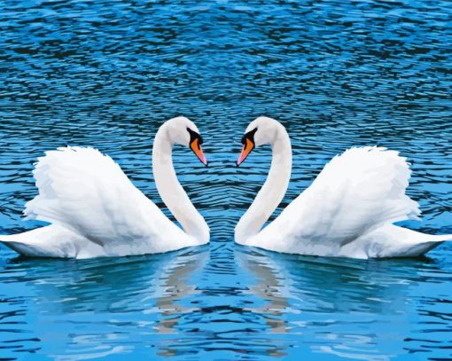 Romantic Swans Birds In Water Diamond Paintings