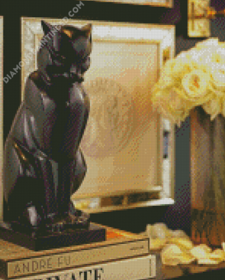 Black Art Deco Cat Diamond Paintings