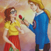 Giving A Rose To A Pretty Lady Diamond Paintings