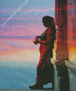 Rajasthani Girl By Lake Diamond Paintings