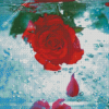 Red Rose Flower In Water Diamond Paintings