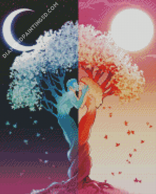 Soulmate Night And Day Trees Diamond Paintings