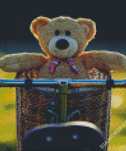 Teddy Bear On Bike Diamond Paintings
