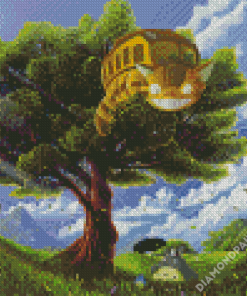 Cat Bus On Tree Diamond Paintings