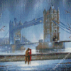 London Couple Under Rain Diamond Paintings