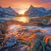 Scandinavian Mountains At Sunset Diamond Paintings