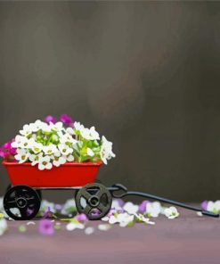 Small Red Flowers Cart Diamond Paintings