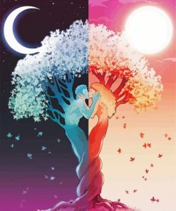 Soulmate Night And Day Trees Diamond Paintings