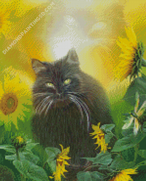 Aesthetic Cat And Sunflower Diamond Paintings