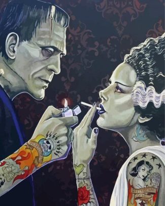 Aesthetic Frankenstein And The Bride Diamond Paintings