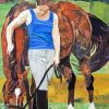 Aesthetic Girl And Brown Horse Diamond Paintings