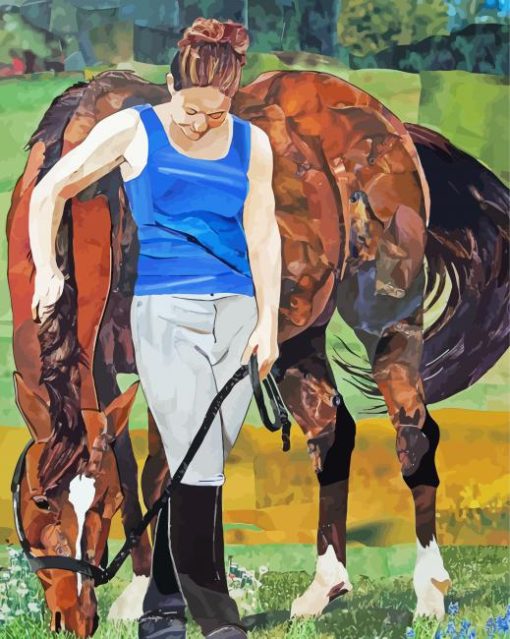 Aesthetic Girl And Brown Horse Diamond Paintings