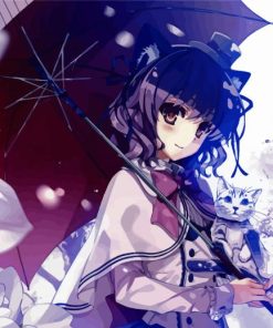 Anime Cat Umbrella Diamond Paintings