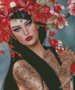 Asian Lady With Floral Hair Diamond Paintings