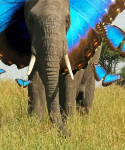 Blue Butterflies Elephant Diamond Paintings