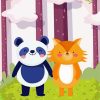Cute Panda And Fox Art Diamond Paintings