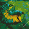 Green Siamese Fighting Fish Diamond Paintings