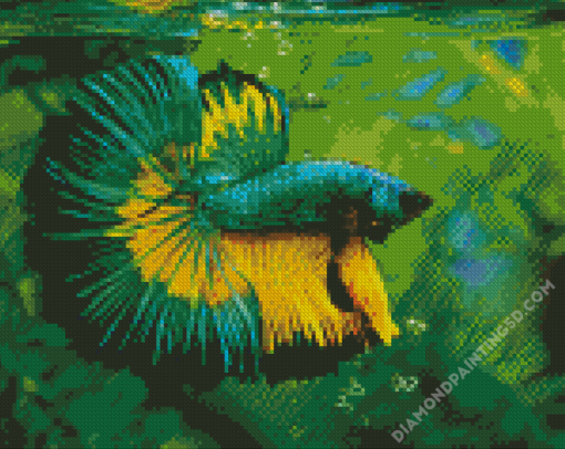 Green Siamese Fighting Fish Diamond Paintings