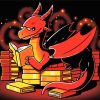 Little Dragon With Books Diamond Paintings