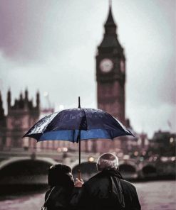 Old London Couple With Umbrella Diamond Paintings