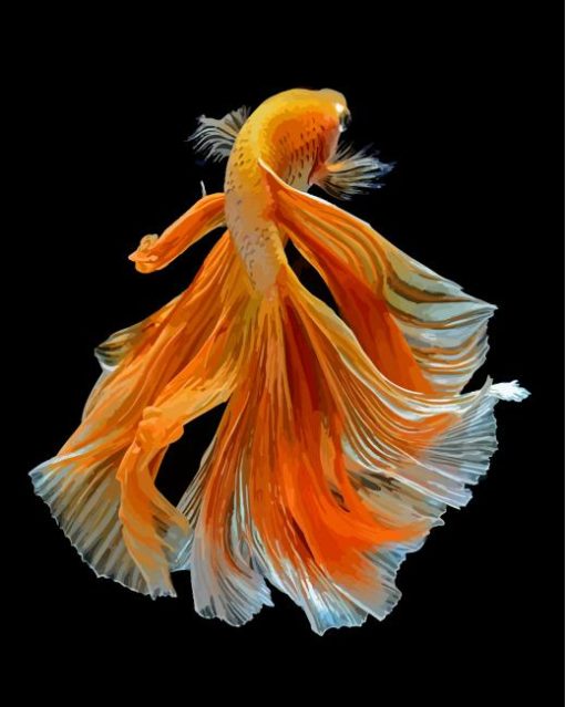 Orange Elegant Fish Diamond Paintings