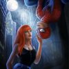 Spider Man And Mary Jane At Night Art Diamond Paintings