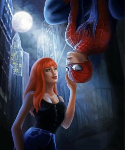 Spider Man And Mary Jane At Night Art Diamond Paintings