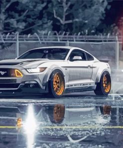 White Ford Mustang Car Diamond Paintings