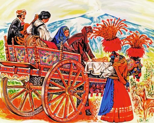 Women In Sicilian Cart Diamond Paintings