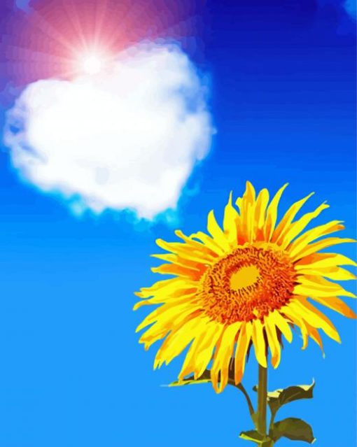 Yellow Sunflower And Heart Cloud Diamond Paintings