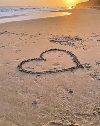 Beach Heart Sunset Diamond Paintings