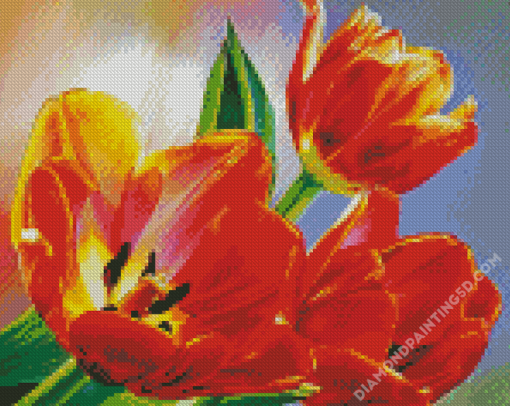 Blooming Orange Tulips Diamond Paintings