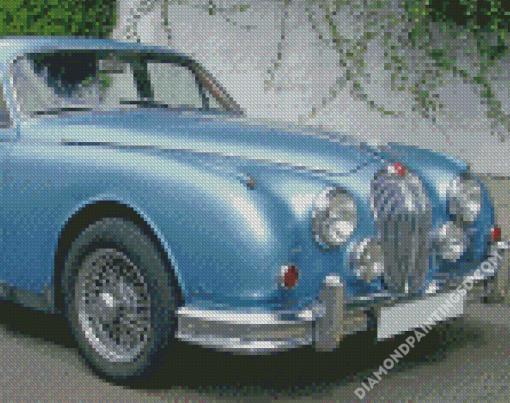 Blue Jaguar Mark 1 Car Diamond Paintings