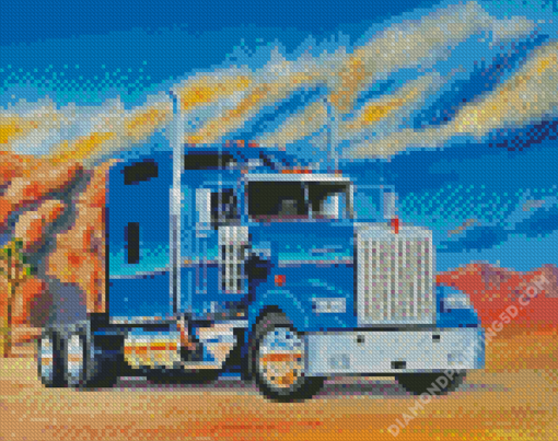 Blue Kenworth Truck Art Diamond Paintings