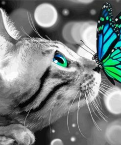 Butterfly On Cat Diamond Paintings